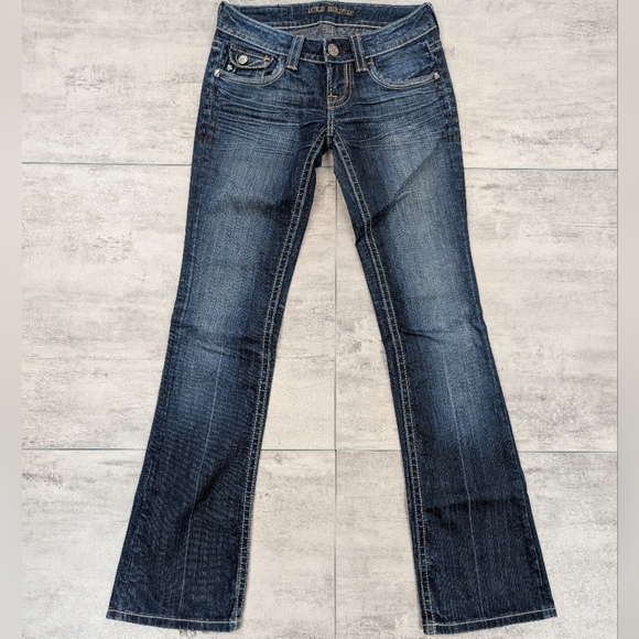 MEK Denim USA Tacoma Boot Cut Distressed Dark Wash Women's Jeans 25 x 34 - Picture 1 of 12